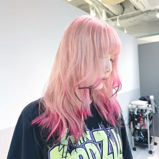 セミロング カラー パーマ ヘアアレンジ ブリーチの髪様 MASATOのヘアスタイル