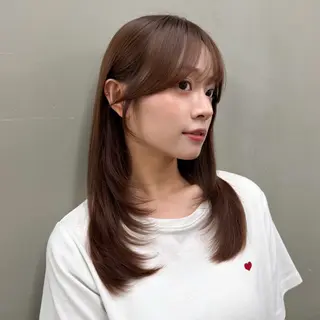 ミディアム カラー レイヤー🐑髪質改善 顔周りカット/みきとのヘアスタイル