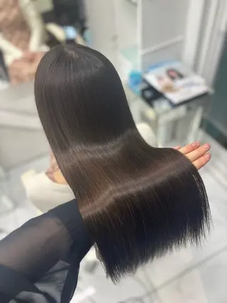 ロング 透明感グレージュ/ 縮毛矯正/静岡のヘアスタイル