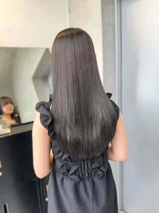 ロング カラー パーマ ヘアアレンジ 艶髪縮毛矯正/透明感 カラー/YUKAのヘアスタイル
