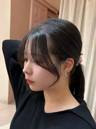 セミロング カラー 本格韓国ヘア🇰🇷 【uni】キューさんのヘアスタイル