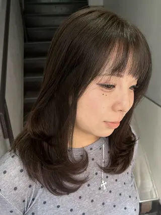 セミロング カラー 透明感カラー/ パーマのヘアスタイル