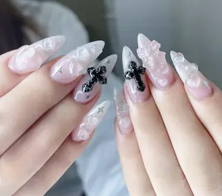 ロング 波 なみのネイルデザイン
