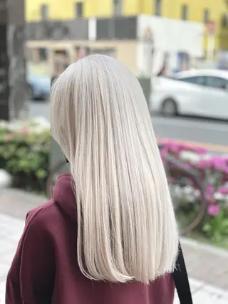セミロング カラー ヘアアレンジ メンズ ✨錦糸町ブリーチ/ ホワイトカラー皇気✨のヘアスタイル