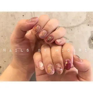 ショート カラー ネイル マツエク・マツパ illum hicariのネイルデザイン