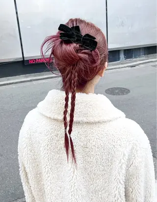 ロング ヘアアレンジ ピンク系カラー💗 ヘアセット特化のヘアスタイル