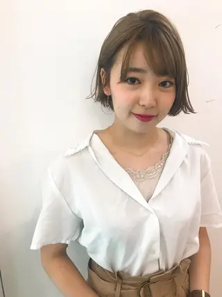 カラー 💓パーマ，💗 レイヤーカットのヘアスタイル