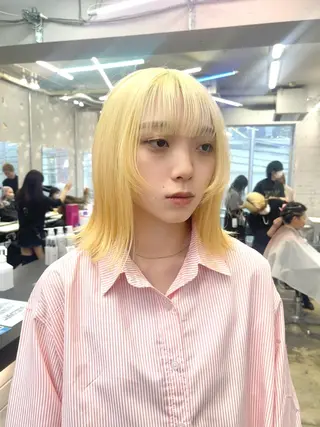 ミディアム カラー ハッシュカット/ハイ トーン/HIROKIのヘアスタイル
