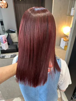 ミディアム カラー 天神暖色カラー レイヤー・髪質改善のヘアスタイル
