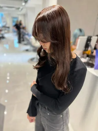 ロング カラー 韓国ハイレイヤー ハッシュカット特化のヘアスタイル