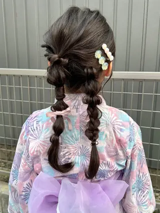 セミロング ヘアアレンジ キッズ 大人のボブパーマ ˗ˋˏairiˎˊ˗のヘアスタイル