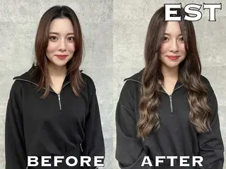 ロング メンズ ヘアアレンジ カラー エクステ MORI エクステMARIKAのヘアスタイル