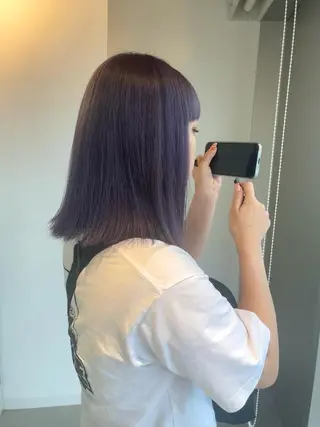 ミディアム カラー 店長 MANAMI 艶カラー／骨格ボブのヘアスタイル