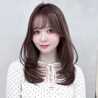 ミディアム カラー 韓国レイヤー／似合わ せ／nazuna🩵のヘアスタイル