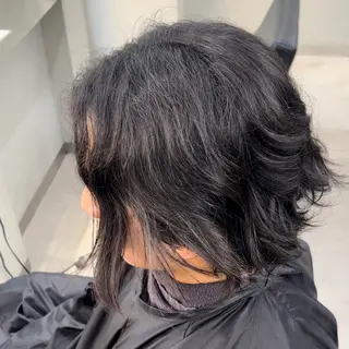 ミディアム パーマ メンズ 曲がる縮毛矯正 LIBER 　岩名のヘアスタイル