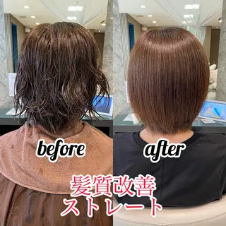 ミディアム 髪質改善・縮毛矯正 大石　郷のヘアスタイル
