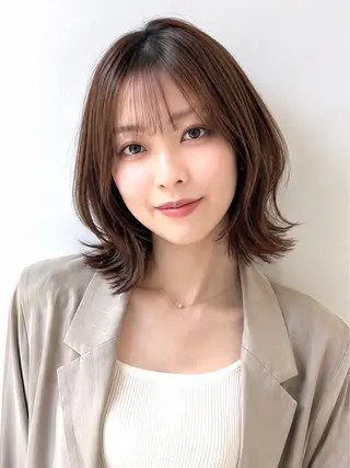 ミディアム ボブ/ミルクティー KOUGAのヘアスタイル