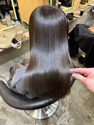 セミロング カラー 縮毛矯正×艶髪カラー 髪質改善/三ツ木のヘアスタイル