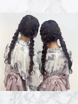 ロング ヘアアレンジ 無料カットモデル💞 ピンク💞みどりのヘアスタイル