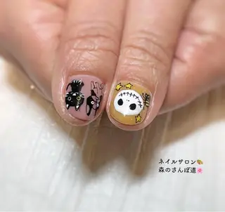 ネイル ショートネイル 森のさんぽ道のネイルデザイン