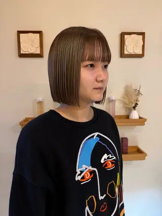 ミディアム カラー 角岡 真帆/ボブ/髪質改善のヘアスタイル