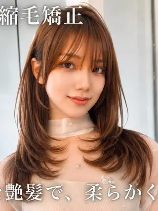 ロング レイヤーカット 透明感カラー/虎白のヘアスタイル