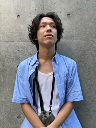 ミディアム メンズ メンズ専門ブリー チカラー⚡️リュウジのヘアスタイル