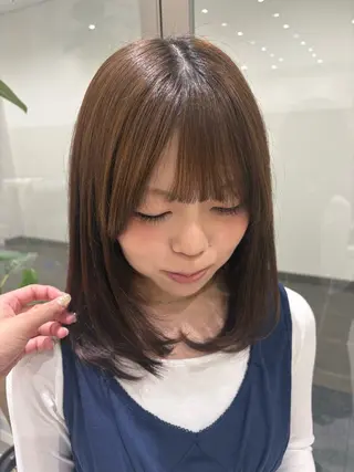 ミディアム カラー 暖色カラー/ブリーチ /ボブ/本間陽南のヘアスタイル