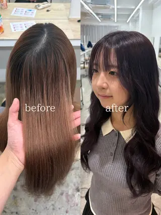 ロング カラー ナチュラルカラー/ ハイトーン AMIのヘアスタイル