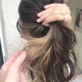 セミロング カラー 髪質改善カラー韓国風 レイヤーtudaのヘアスタイル