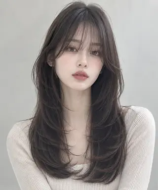 ロング 🫧ロングレイヤー 韓国透明感カラー🫧のヘアスタイル