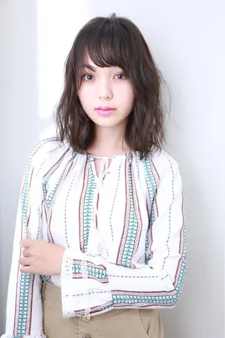 セミロング カラー パーマ 可愛いを作る神 ナオヒロのヘアスタイル