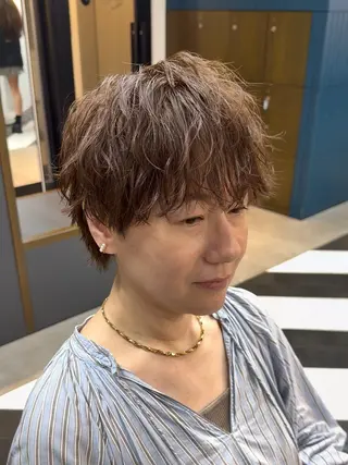 ミディアム カラー パーマ ヘアアレンジ メンズ 伊藤 陸のヘアスタイル