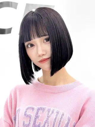 ショート カラー ヘアアレンジ 縮毛矯正🤍 盛れるボブ/ひかりのヘアスタイル