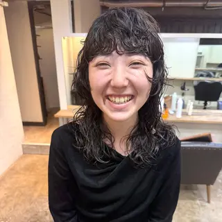 セミロング パーマ 坂本 裕介のヘアスタイル