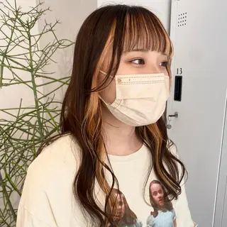 セミロング カラー デザインカラー/パー マ🦖外岡咲希🦖のヘアスタイル