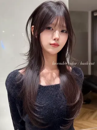 ロング カラー ヘアアレンジ 🫧🇰🇷韓国ヘア レイヤー🐺Yutaのヘアスタイル