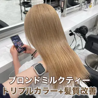 ロング カラー ラベンダー💜 グレージュ🩶のヘアスタイル