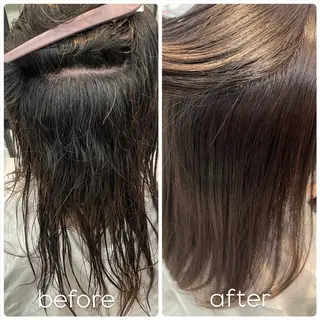 セミロング カラー パーマ 髪質改善/縮毛矯正/ 透明感🩵NANAのヘアスタイル
