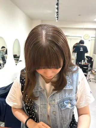 ミディアム カラー ヘアアレンジ ハル🌸柔色/ ブリーチなし/艶髪のヘアスタイル