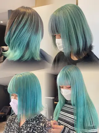 セミロング カラー 💋ハイトーンデザイ ンヘア💋A'nyuのヘアスタイル