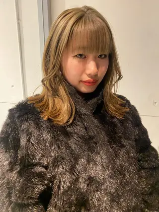 セミロング カラー レイヤーカット/ ダブルカラーサクライのヘアスタイル