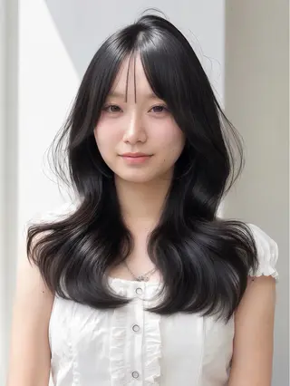 セミロング 韓国レイヤー/顔周り /心斎橋/ユッティーのヘアスタイル