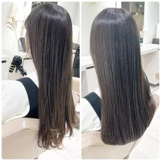 ロング 三箇島陽香/髪質改善 クロスパーマ縮毛矯正のヘアスタイル