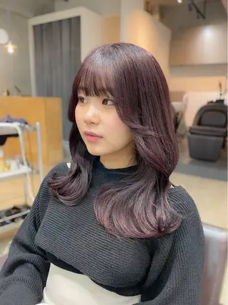 セミロング カラー 【表参道】Ruri デジタルパーマのヘアスタイル