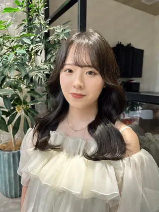 セミロング カラー ヘアアレンジ 地毛風縮毛矯正 /ニュアンス/はるたのヘアスタイル