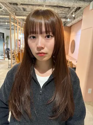 ミディアム パーマ カラー CEINEloq 学芸大学のヘアスタイル
