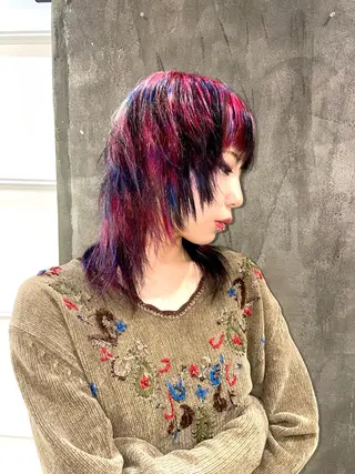 ミディアム カラー デザインカラー⭐︎★ 🐆hyo🐆のヘアスタイル