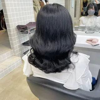 ミディアム カラー パーマ ヘアアレンジ メンズ キッズ ネイル マツエク・マツパ アイブロウ 🦋縮毛/韓国レイヤ ー/透明感カラー🦋のヘアスタイル