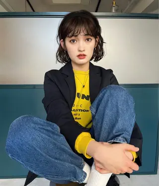 ミディアム パーマ 暖色/パーマ 🌼クニトウメイのヘアスタイル